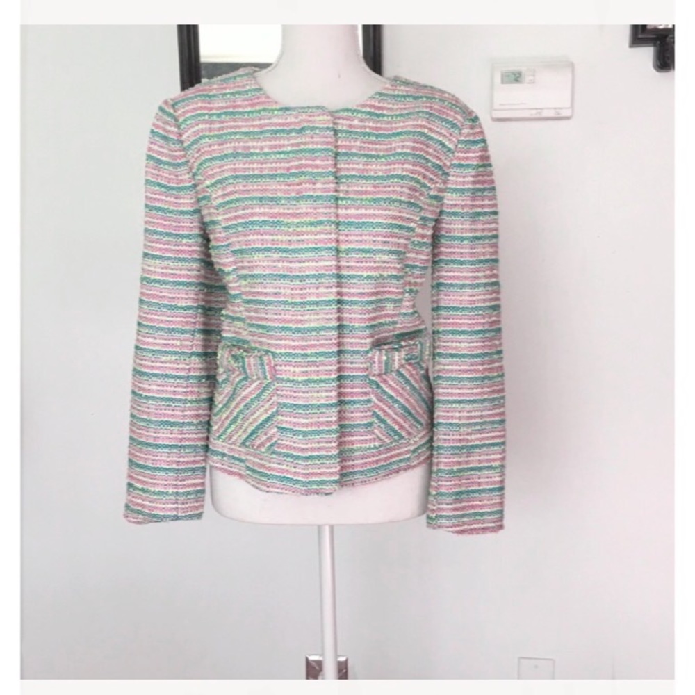 CeCe Multi Color Tweed Blazer Size 10